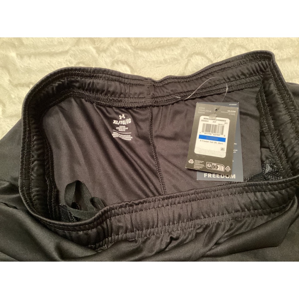 Under Armour Freedom Tech Mens Shorts XL Black USA Flag Logo Patriotic Athletic - Picture 5 of 5